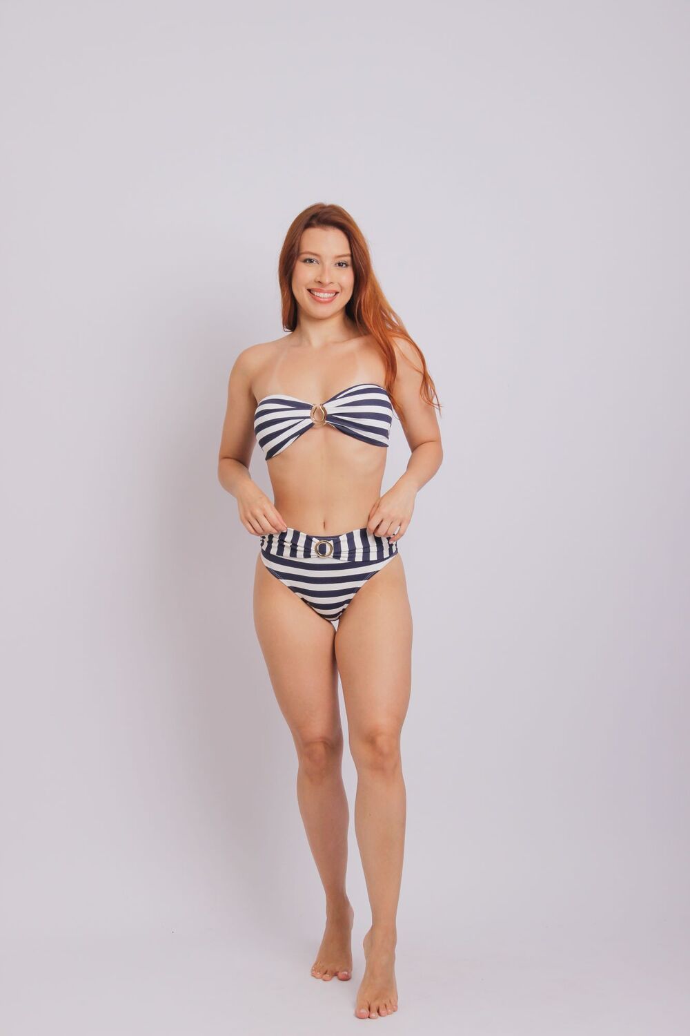 2402 - Calcinha de Biquíni Lateral Larga Faixa e Fivela Nautico - Duna Casual