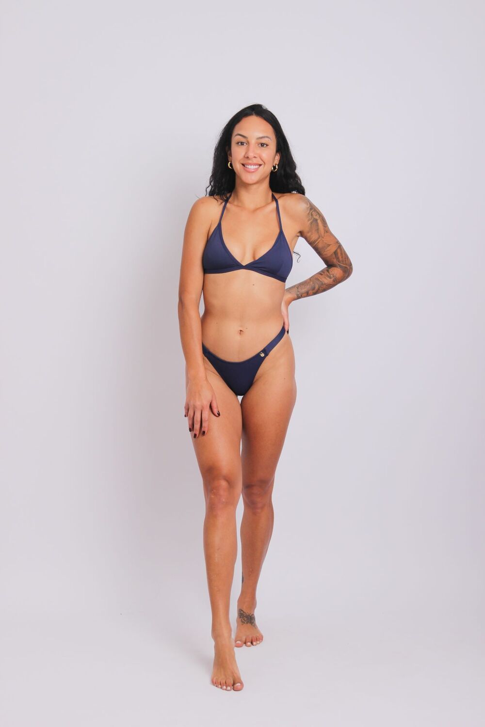 2421 - Calcinha de Biquíni Fio Sem Costura Azul Marinho - Duna Casual