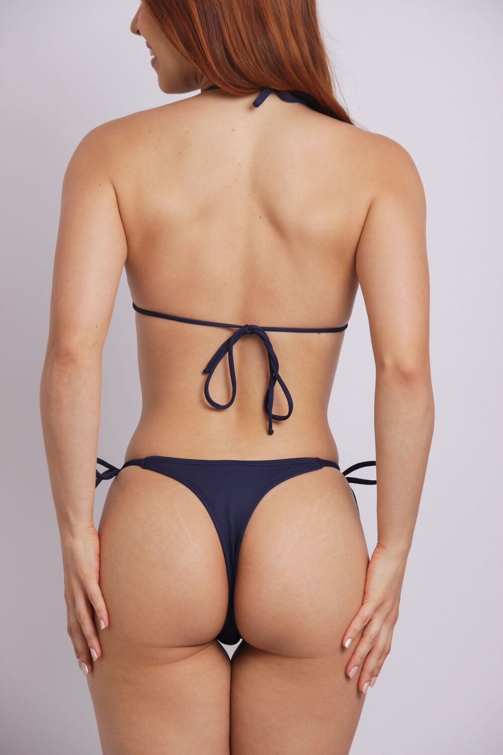 2410 - Calcinha de Biquíni Fio De Lacinho Fino Azul Marinho - Duna Casual