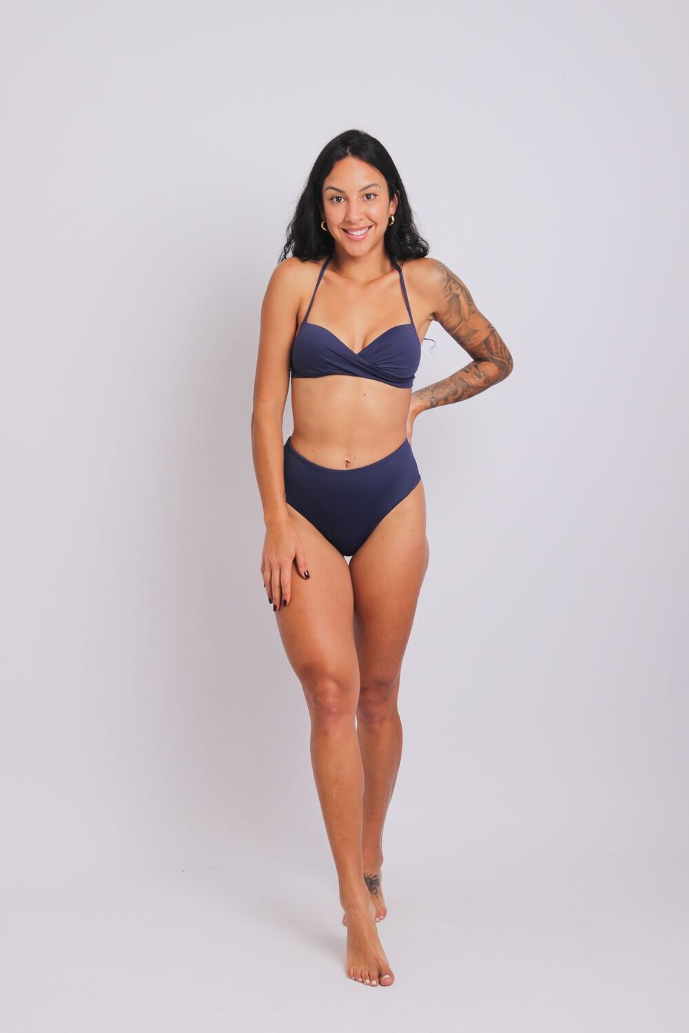 2204 - Top Biquíni Meia Taça Torcido Azul Marinho - Duna Casual