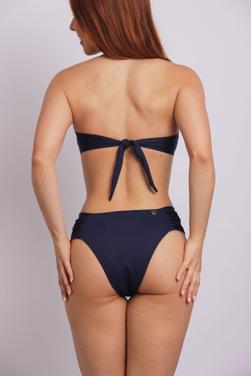 2405 - Calcinha do Biquíni Com Lateral Larga Franzida Azul Marinho - Duna Casual
