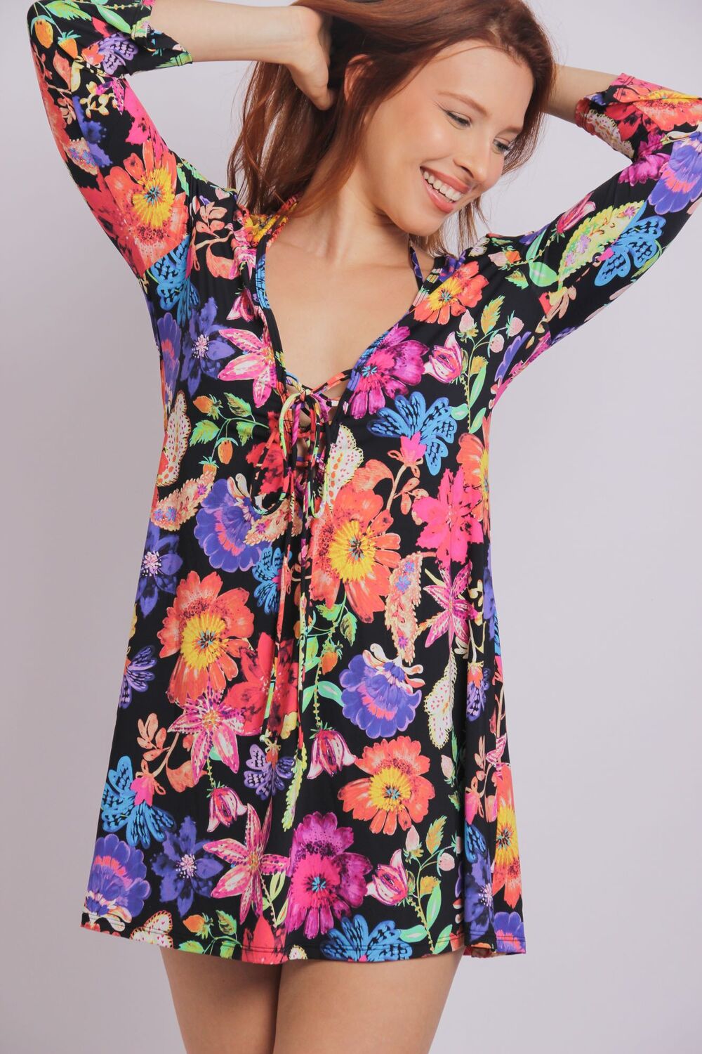 3375 - Saída de Praia Tretti Vestidinho Meia Manga Dolce - Duna Casual