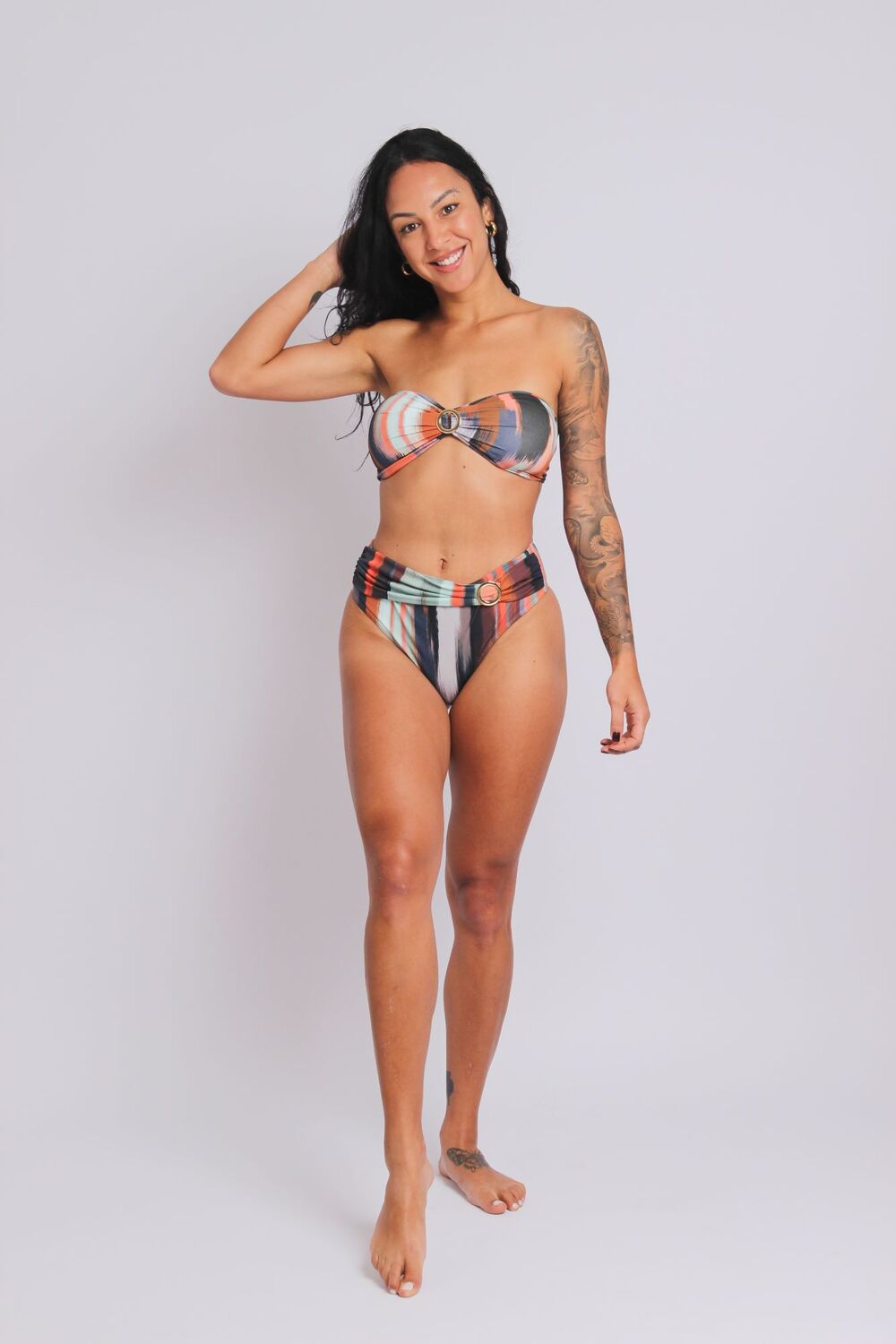 2402 - Calcinha de Biquíni Lateral Larga Faixa e Fivela Aurora - Duna Casual