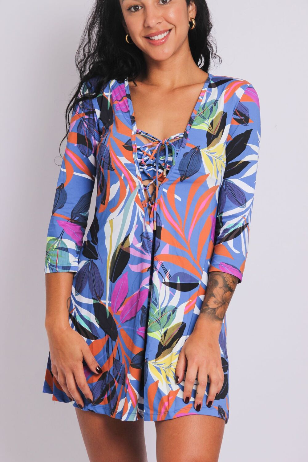 3375 - Saída de Praia Tretti Vestidinho Meia Manga Ceu Santo Amaro - Duna Casual