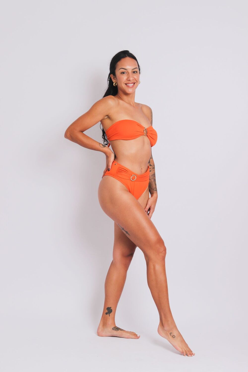 2206 - Top Biquíni Tomara Que Caia Com Metal Laranja - Duna Casual