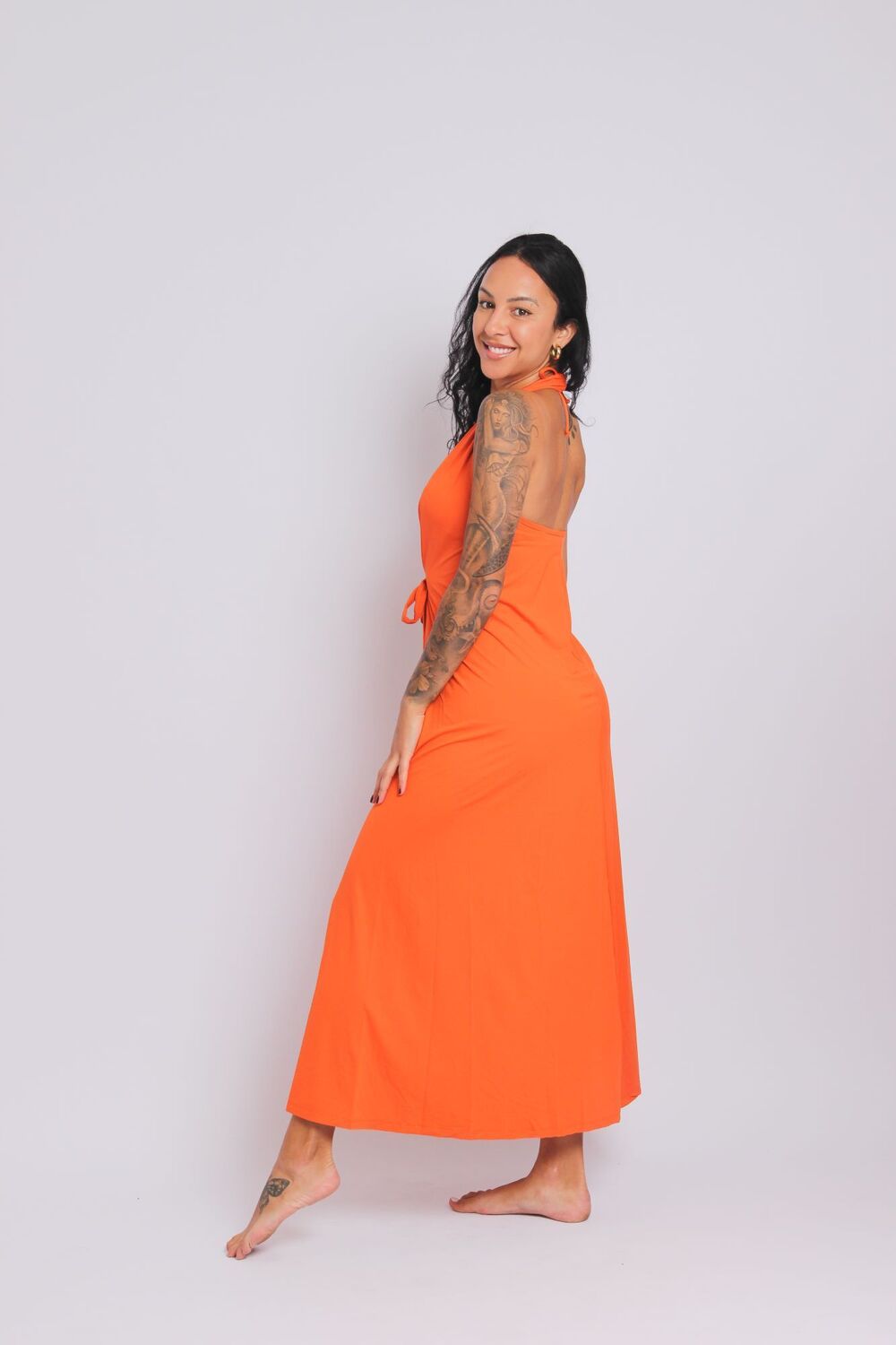 3509 - Saída de Praia Frente Única Com Amarração Laranja - Duna Casual