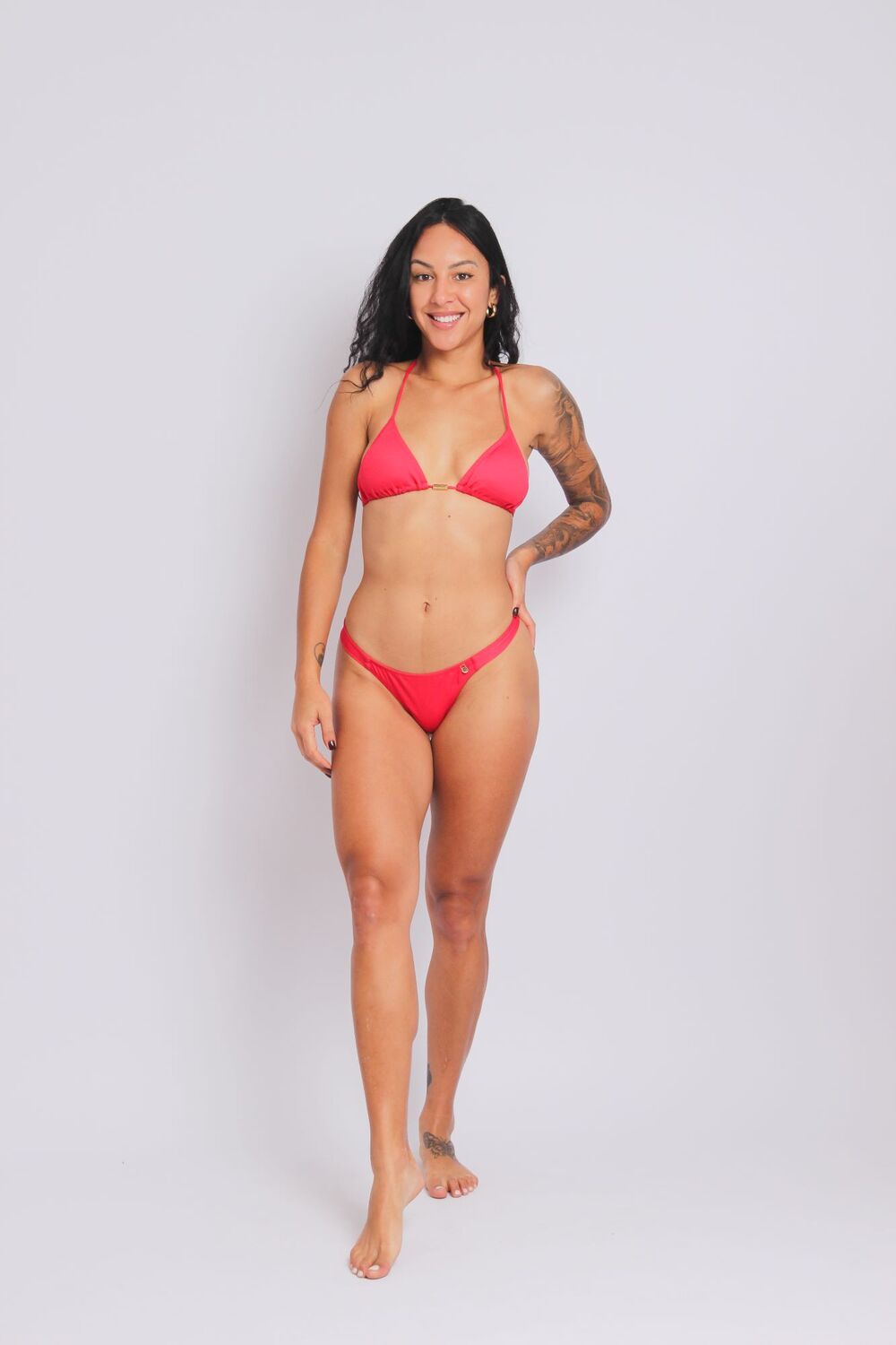 2421 - Calcinha de Biquíni Fio Sem Costura Vermelho - Duna Casual