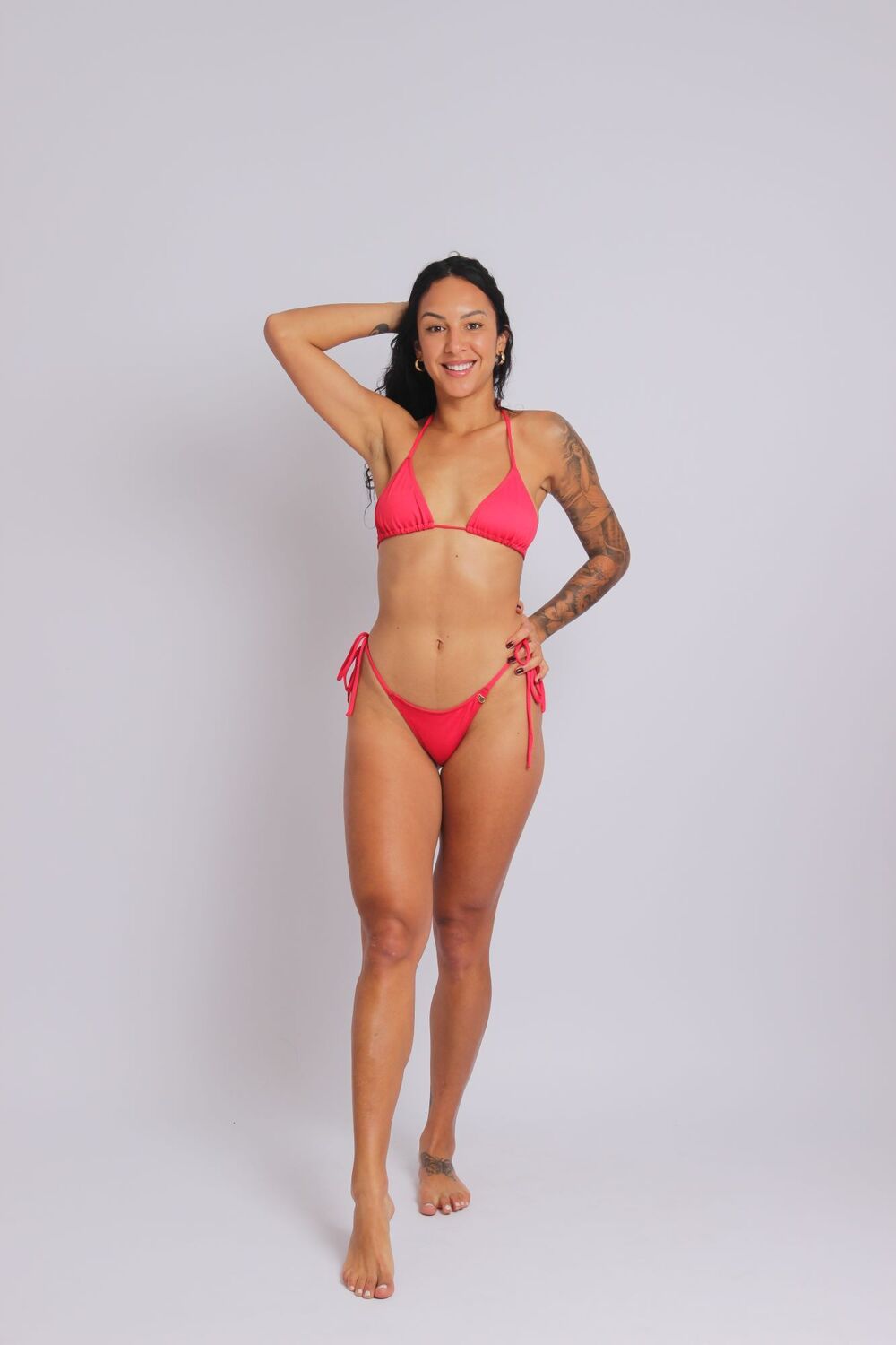 2410 - Calcinha de Biquíni Fio De Lacinho Fino Vermelho - Duna Casual