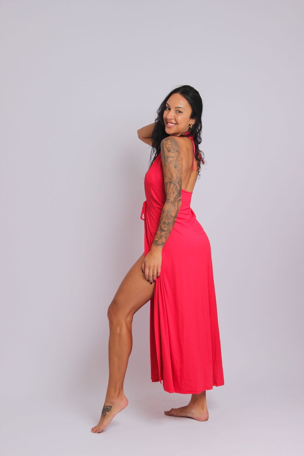 3509 - Saída de Praia Frente Única Com Amarração Vermelho - Duna Casual