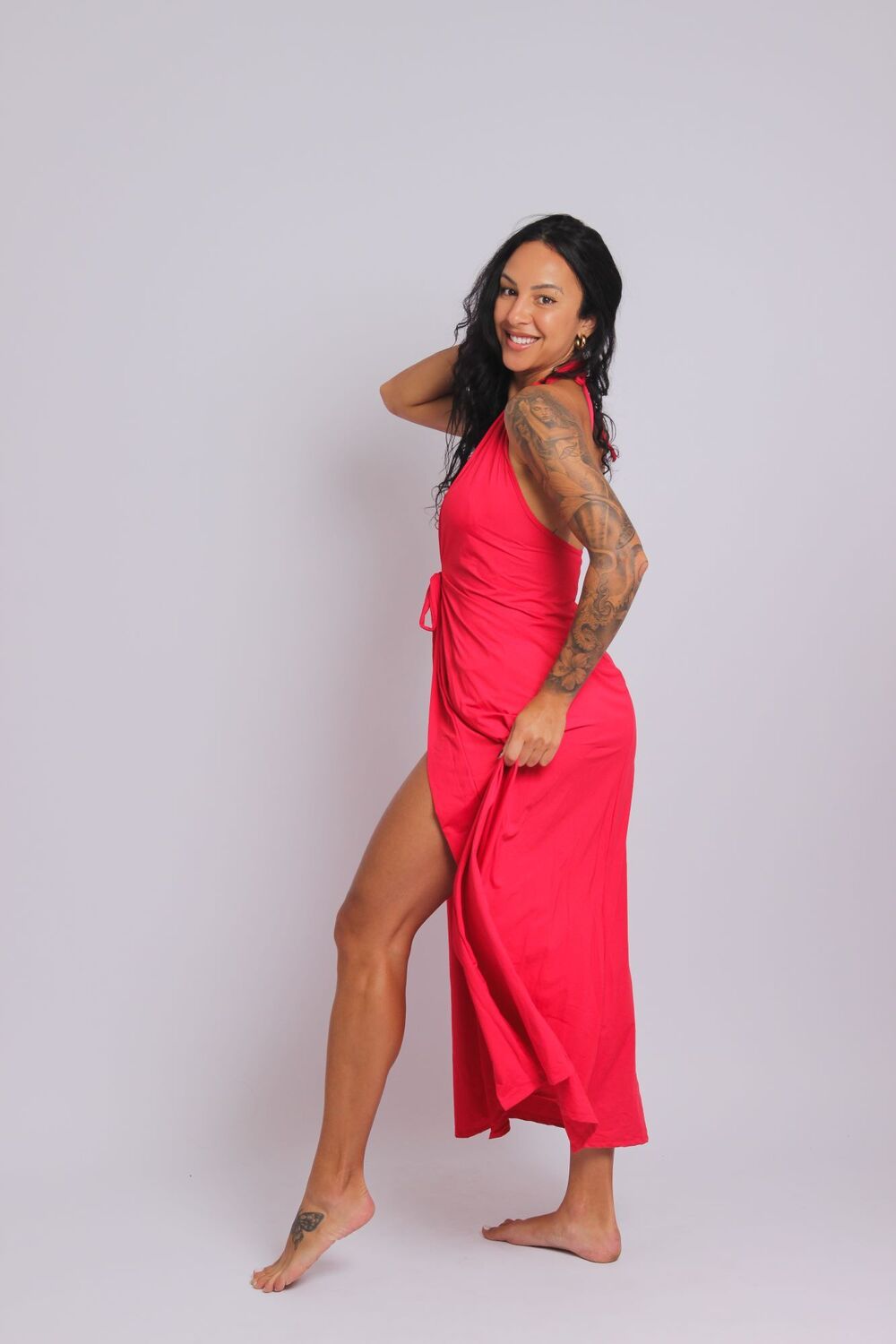 3509 - Saída de Praia Frente Única Com Amarração Vermelho - Duna Casual
