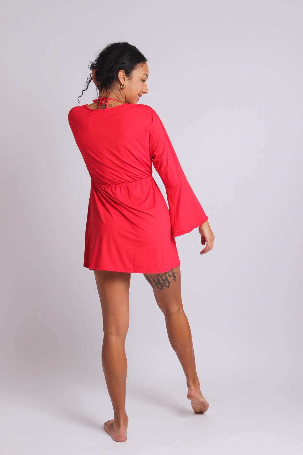 3494 - Saída De Praia Manga Boca de Sino Vermelho - Duna Casual