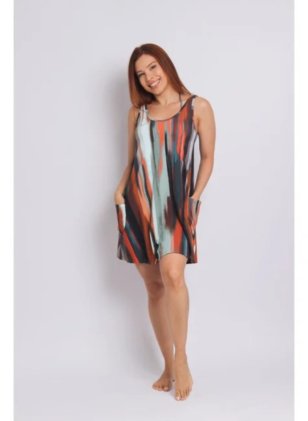 3105 - Saída de Praia Vestido Curto Com 2 Bolsos Aurora - Duna Casual