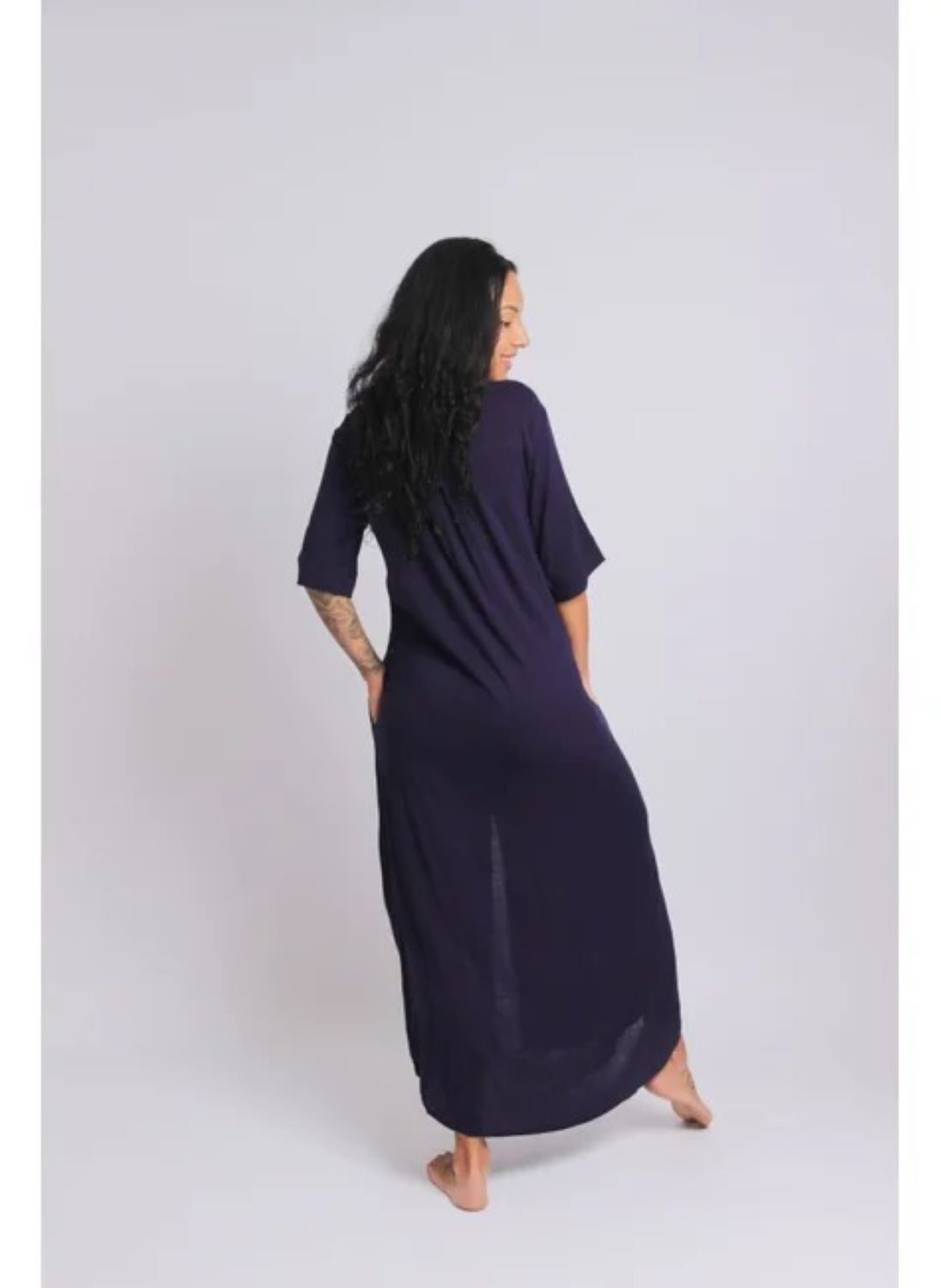 3018 - Saída de Praia Camisão Longo Azul Marinho - Duna Casual