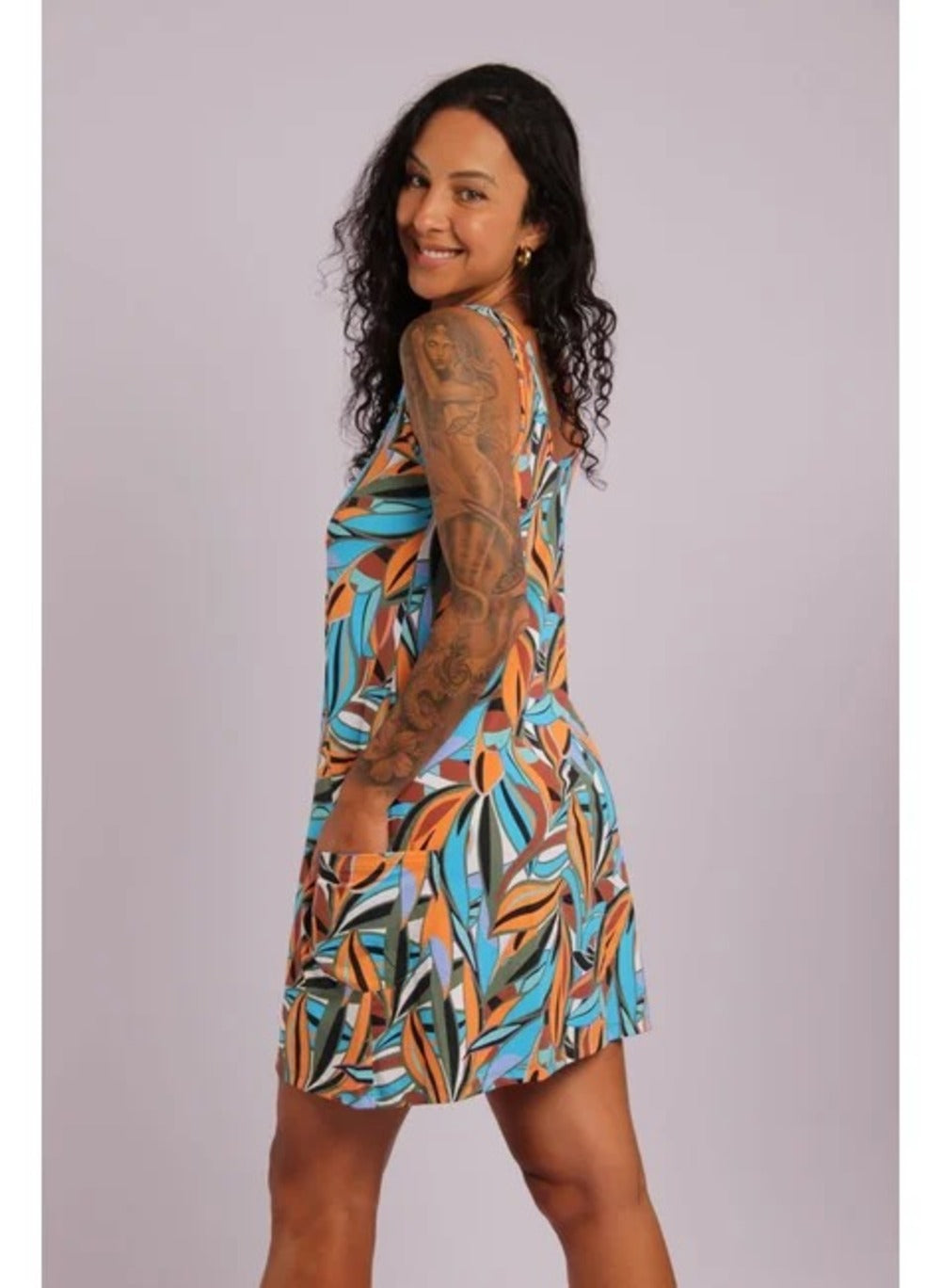 3105 - Saída de Praia Vestido Curto Com 2 Bolsos Amazonia - Duna Casual