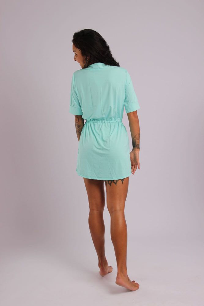 3105 - Saída de Praia Vestido Curto Com 2 Bolsos Aruba - Duna Casual