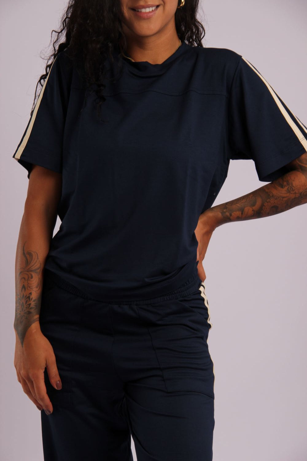 PL008 - Blusa Manga Curta Comfy Azul Marinho - Duna Casual