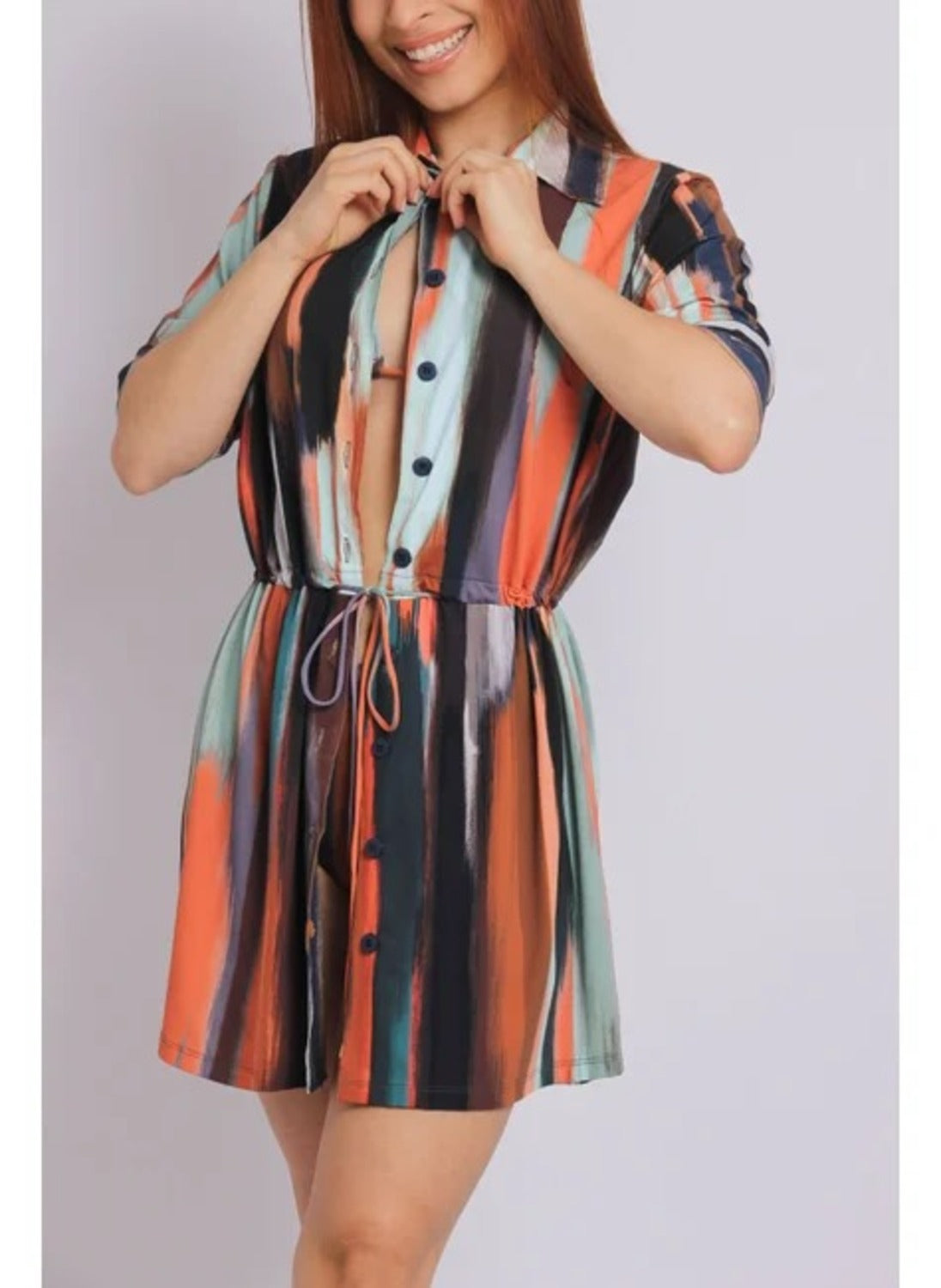 4003 - Saída De Praia Curta Camisão De Malha Fria Aurora - Duna Casual