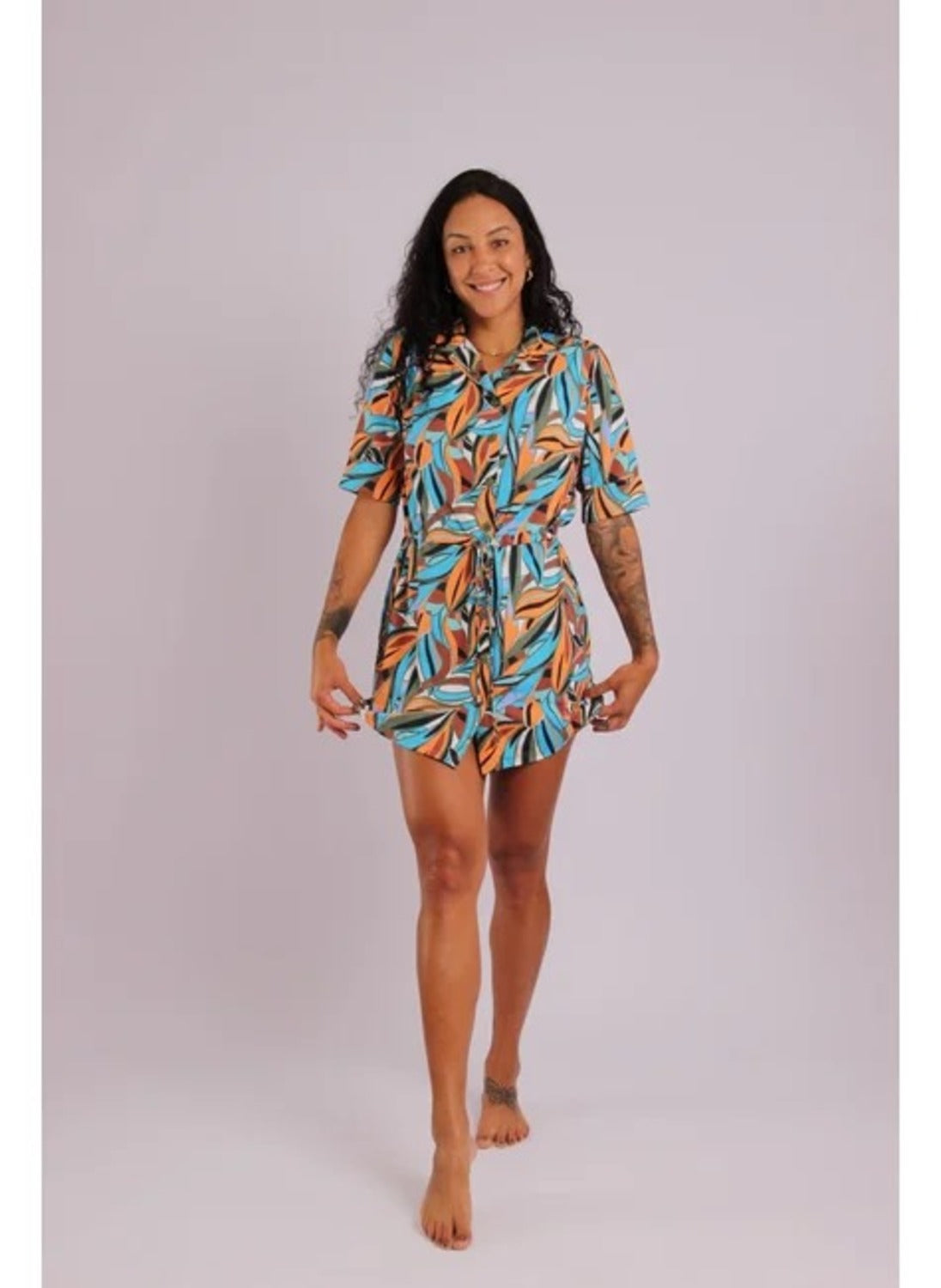 4003 - Saída De Praia Curta Camisão De Malha Fria Amazonia - Duna Casual