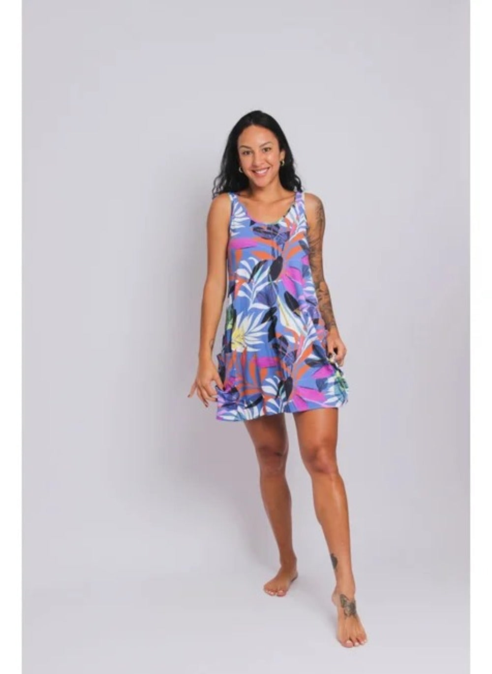 3105 - Saída de Praia Vestido Curto Com 2 Bolsos Ceu Santo Amaro - Duna Casual