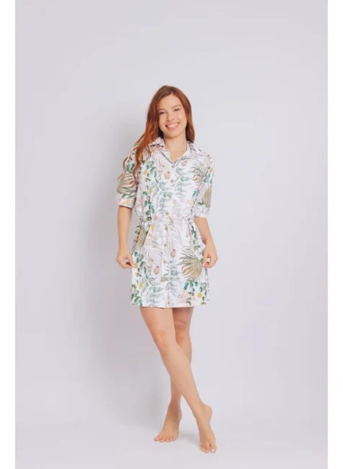 4003 - Saída De Praia Curta Camisão De Malha Fria Luxemburgo - Duna Casual