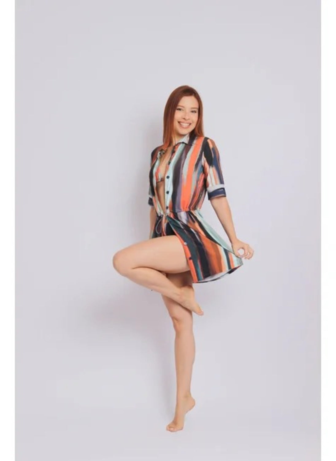 4003 - Saída De Praia Curta Camisão De Malha Fria Aurora - Duna Casual