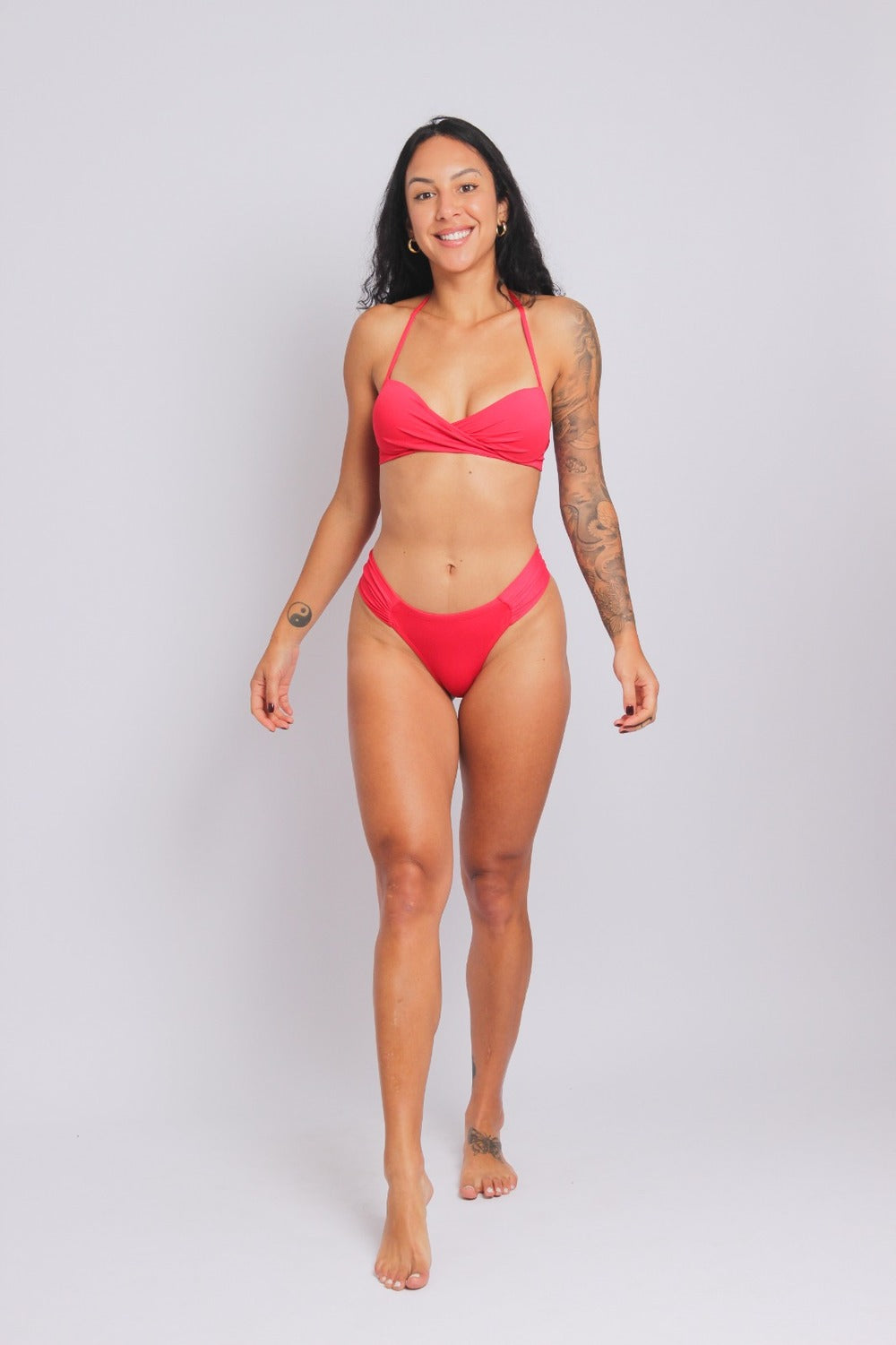 2204 - Top Biquíni Meia Taça Torcido Vermelho - Duna Casual