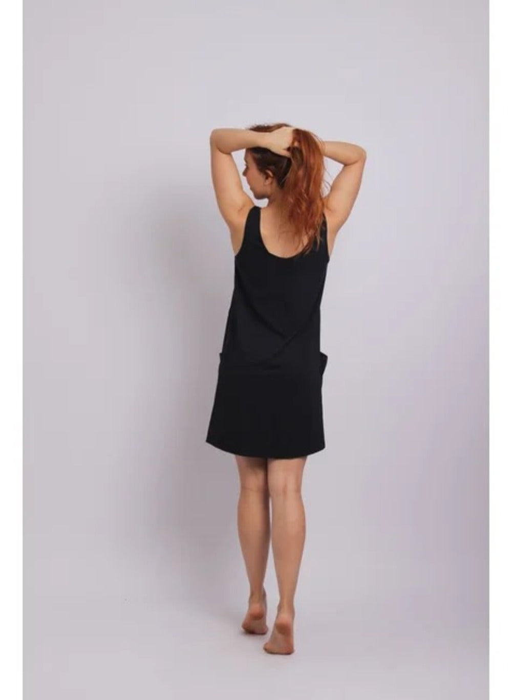 3105 - Saída de Praia Vestido Curto Com 2 Bolsos Preto - Duna Casual