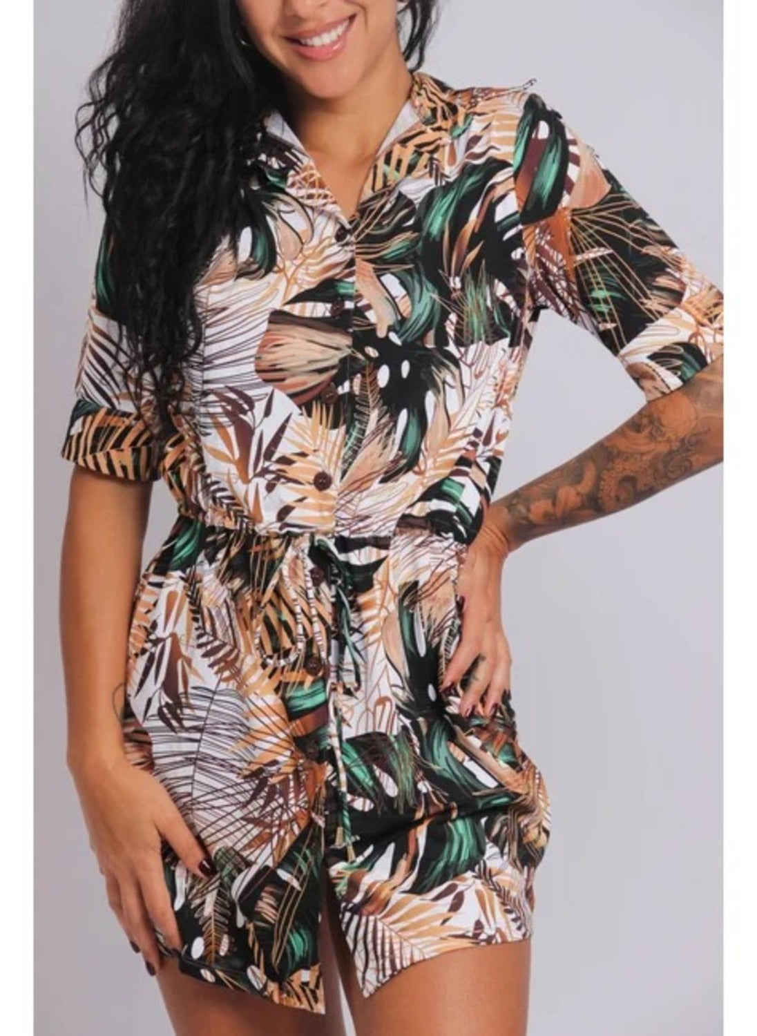 4003 - Saída De Praia Curta Camisão De Malha Fria Jardim Botanico - Duna Casual