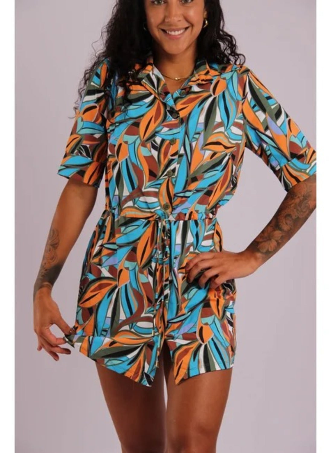 4003 - Saída De Praia Curta Camisão De Malha Fria Amazonia - Duna Casual