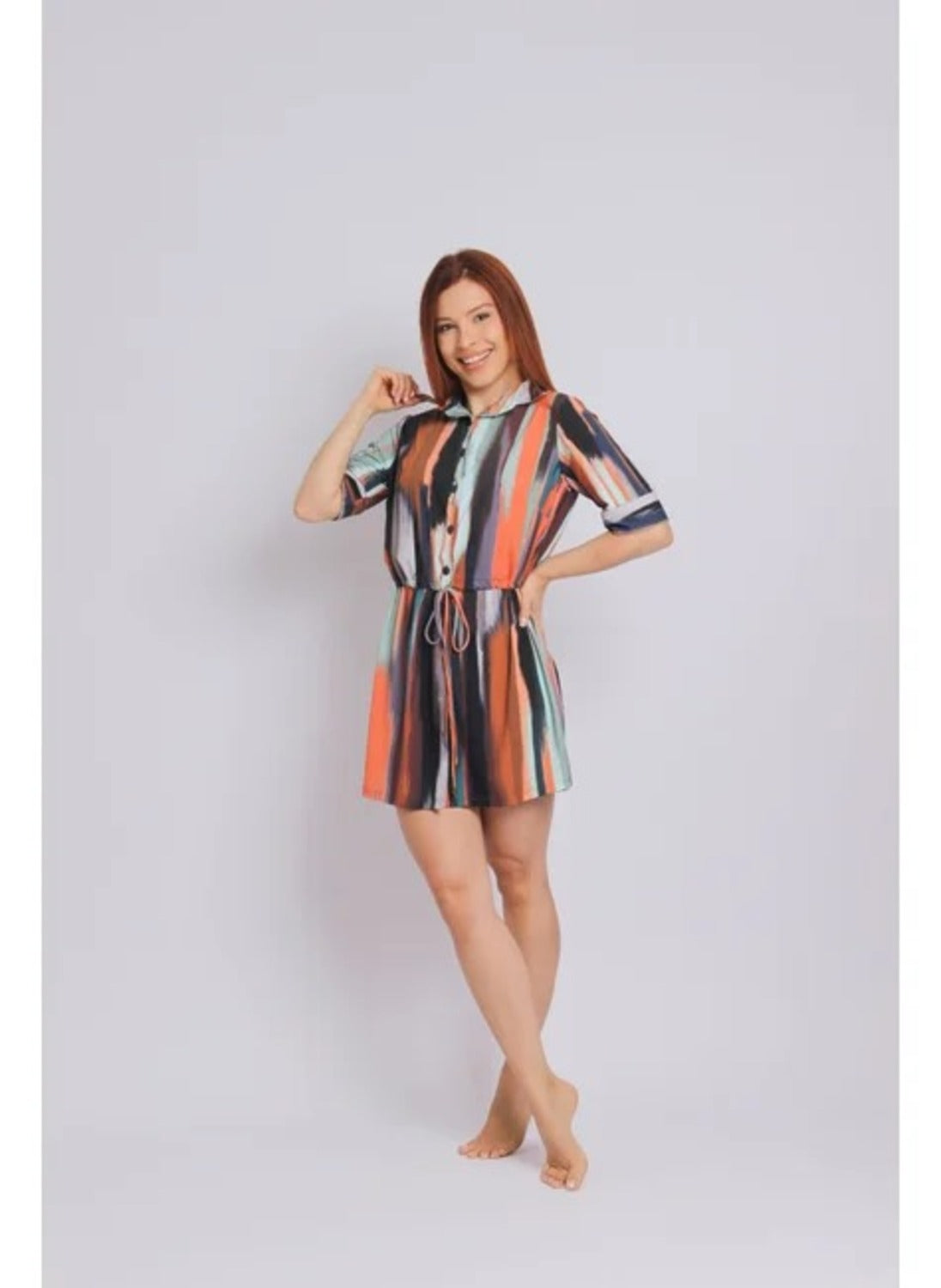 4003 - Saída De Praia Curta Camisão De Malha Fria Aurora - Duna Casual