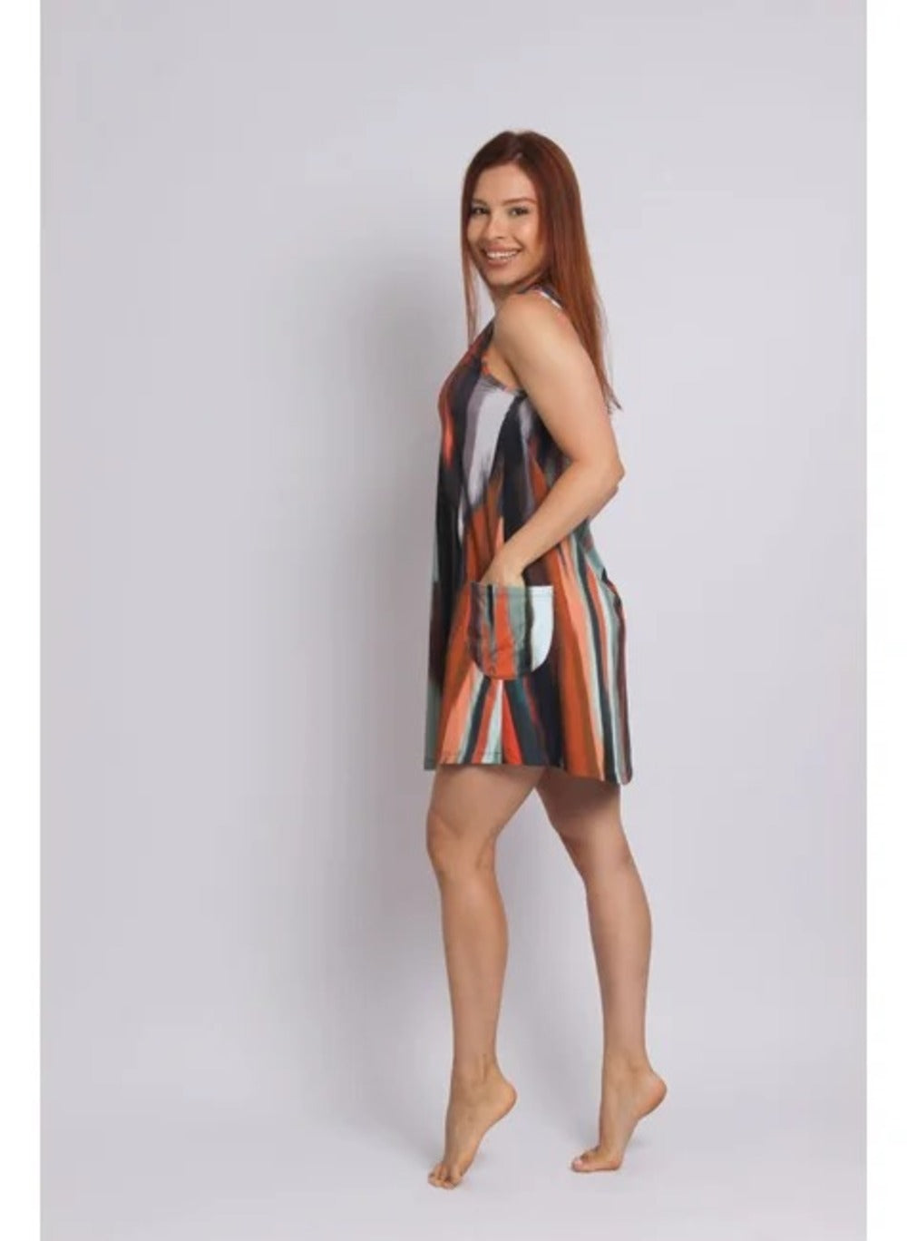 3105 - Saída de Praia Vestido Curto Com 2 Bolsos Aurora - Duna Casual