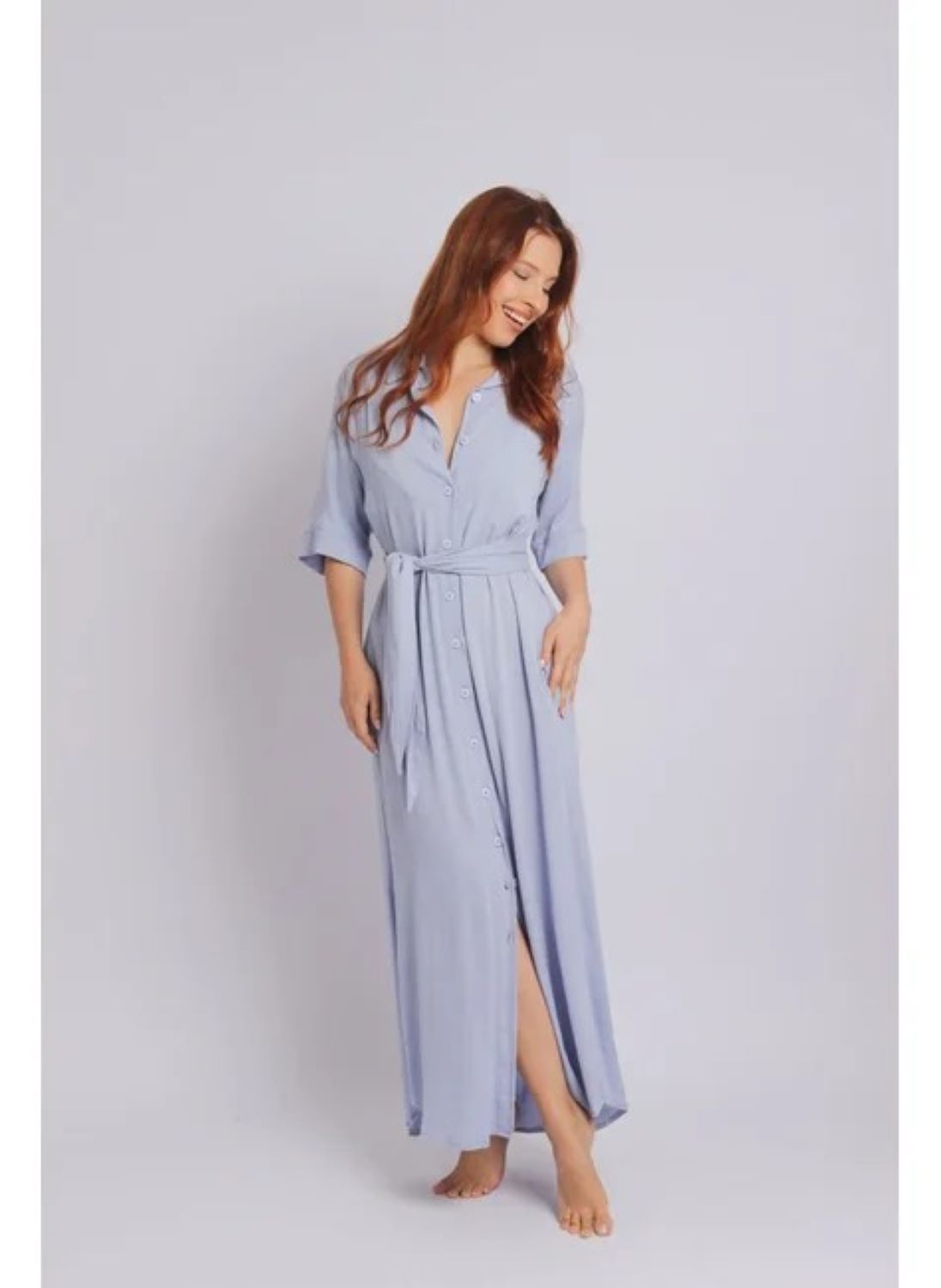 3018 - Saída de Praia Camisão Longo Azul Claro - Duna Casual