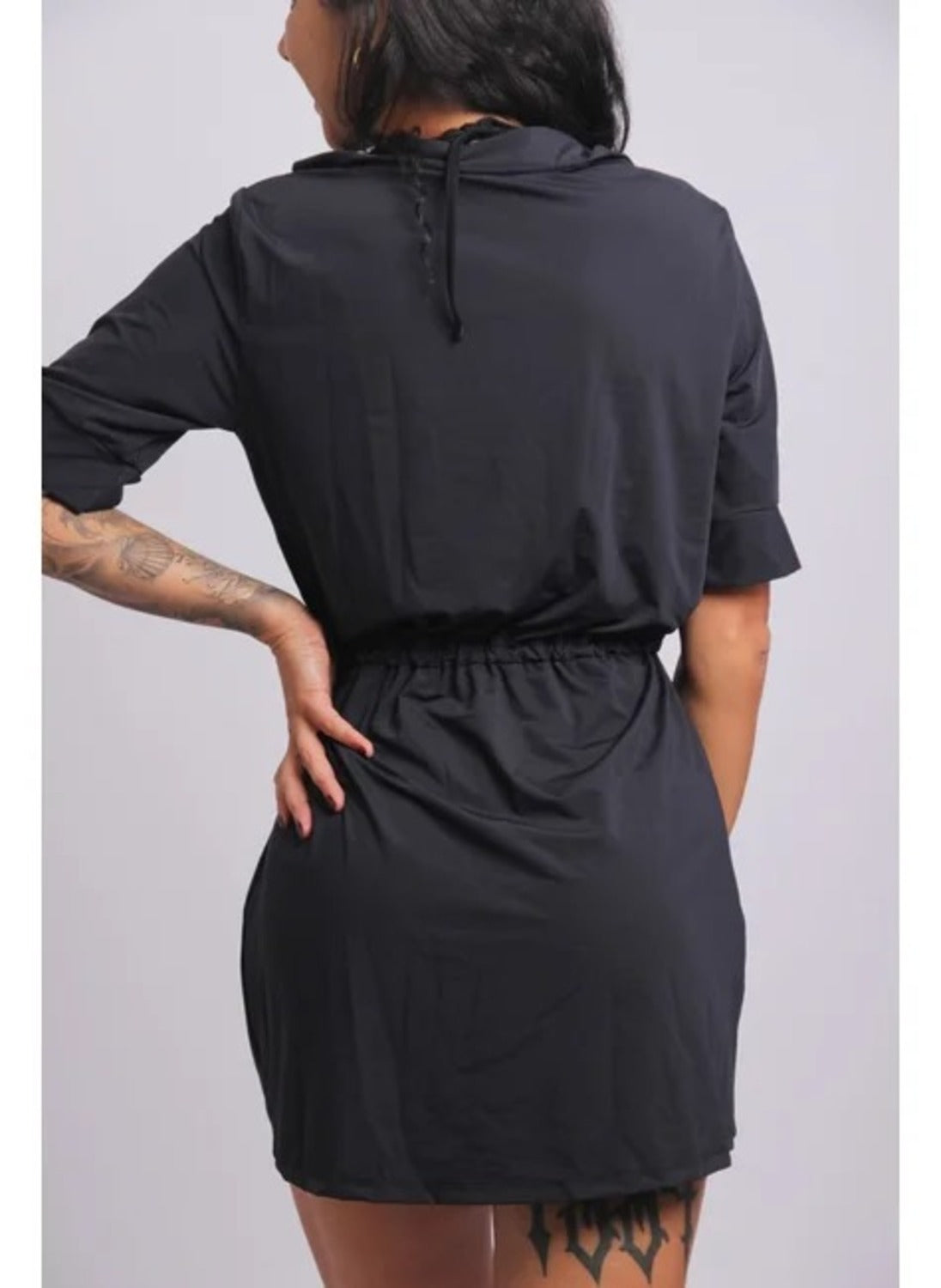 4003 - Saída De Praia Curta Camisão De Malha Fria Preto - Duna Casual