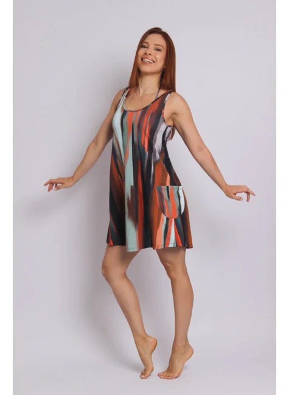 3105 - Saída de Praia Vestido Curto Com 2 Bolsos Aurora - Duna Casual