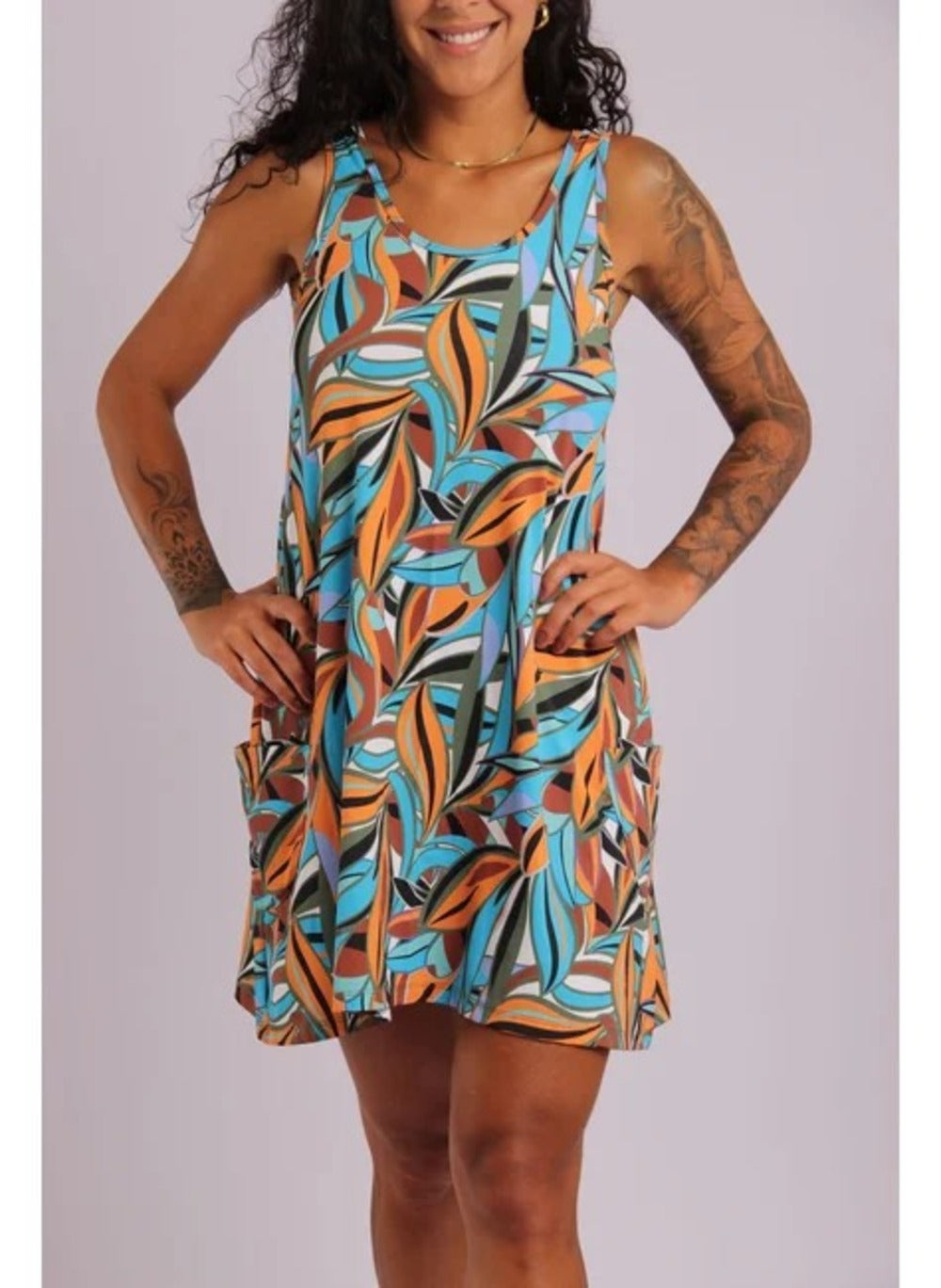 3105 - Saída de Praia Vestido Curto Com 2 Bolsos Amazonia - Duna Casual