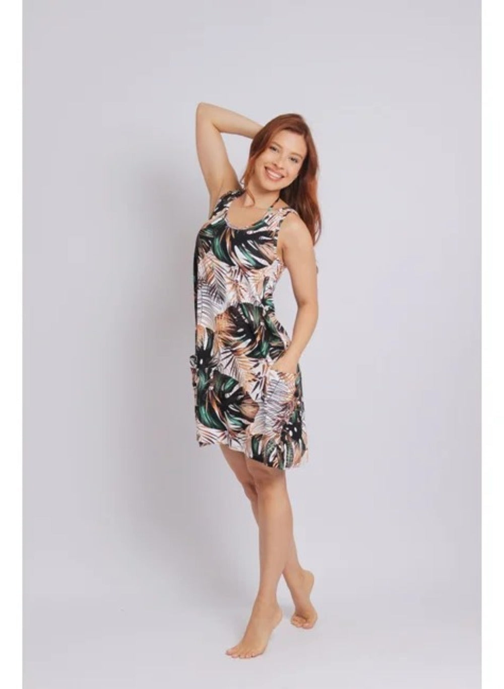 3105 - Saída de Praia Vestido Curto Com 2 Bolsos Jardim Botanico - Duna Casual